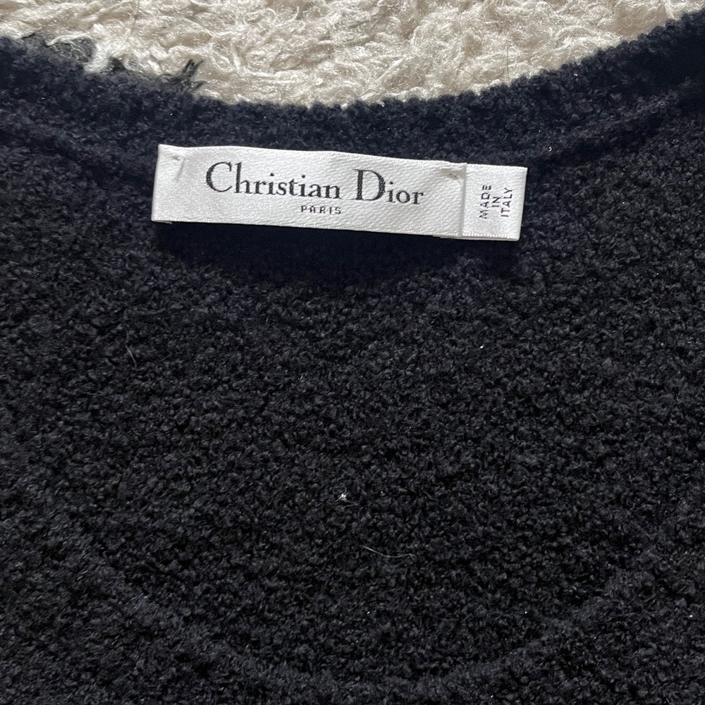 Christian Dior size 34 twinset black wool cashmere blend knit cardigan button up - Picture 15 of 16